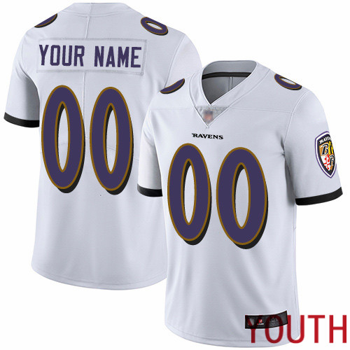 Limited White Youth Road Jersey NFL Customized Football Baltimore Ravens Vapor Untouchable->customized nfl jersey->Custom Jersey